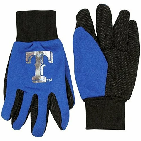 Texas Rangers Foil Print Gloves Blue/Black/Silver NWT Cover