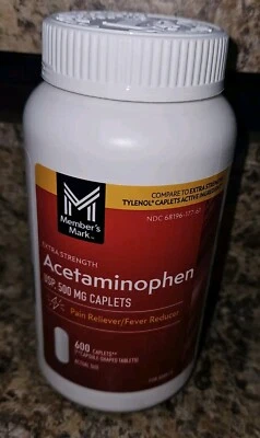 Extra Strength Acetaminophen 500 mg 600 Caplets Pain Relief Compare Tylenol  - Image 1 of 3