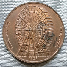 1897 Gigantic Wheel Earls Court Medallion Bronze By Greuber Bronze Lustre 32mm