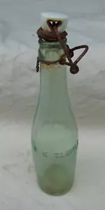 Antik F.X. Blumle, Emporium PA Klarbierflasche mit Keramik Top & Drahtkaution, v.G - Bild 1 von 4