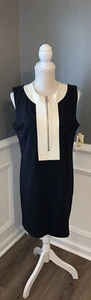 Michael Kors ärmelloses Stretch-Kleid mit Reißverschluss vorne neu mit Etikett Größe Petite Medium - Bild 1 von 9