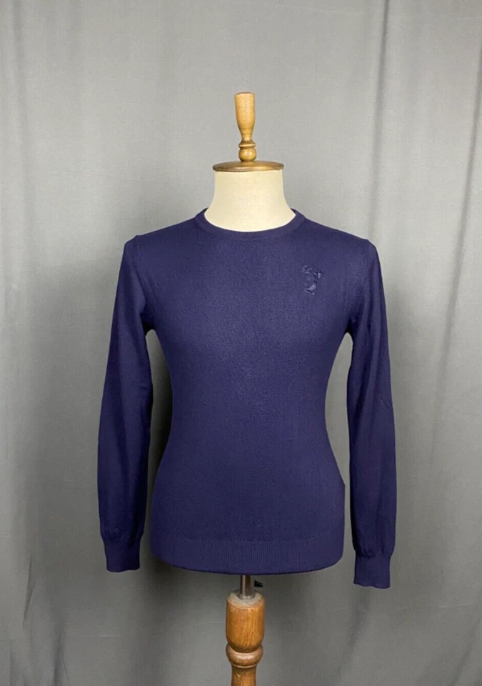 Versace Collection Medusa Logo Men's Blue Wool Crewneck Sweater Size L - Image 1 of 4