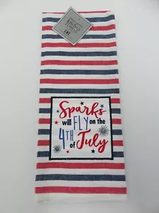 DII~ Embellished Kitchen Towel 18 x 28 inches ~ Sparks Fly July EMBL Dishtowel - Picture 1 of 1