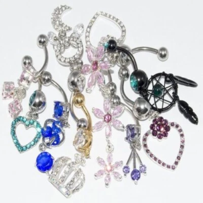 Wholesale 10PCS 14G Belly Button Rings Dangle Surgical Steel Randomly Picked - Image 1 of 4