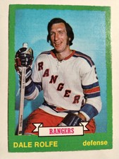 O-PEE-CHEE 177 Dale Rolfe NY Rangers Hockey Card 1972