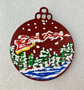 Wood Christmas Ornament Santa is a Blur He is so Fast! Hand Painted #87 - Picture 1 of 3