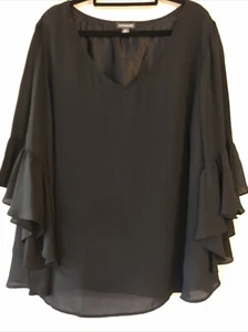 autograph 18 Black Polyester V-neck 3 Q Slv Tunic Top As New - Picture 1 of 6