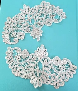 Pair of Antique Handmade Duchesse Lace Insertion Trims  UU786 - Picture 1 of 2