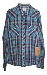 TRUE RELIGION Brand Jeans Rocky Plaid Pearl Snap Long Slv Western Shirt SZ 2XL - Picture 1 of 4