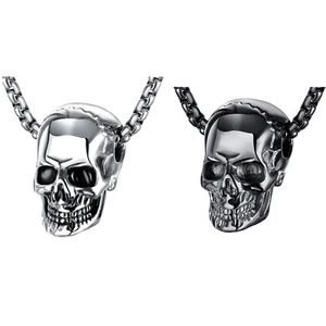 Herren Halskette Biker Skull Anhänger Schädel Totenkopf Schmuck Edelstahl Kette - Bild 1 von 10
