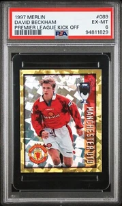 1997 Merlin Premier League Kick off 89 David Beckham PSA 6 POP 2 Sticker Foil - Picture 1 of 2
