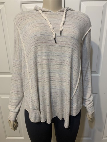 OFF WHITE Felpa con cappuccio a righe VINTAGE HAVANA top donna pullover maniche lunghe crema