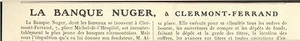 63 CLERMONT-FERRAND LA BANQUE ALBERT NUGER TOUT PETIT PUBLI-REPORTAGE 1925 - Picture 1 of 1