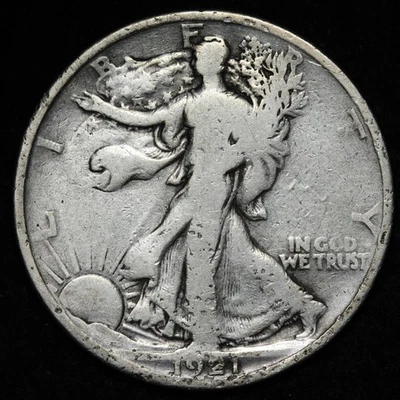 1921 Walking Liberty Silver Half Dollar VG E287 UJPH - Image 1 of 2