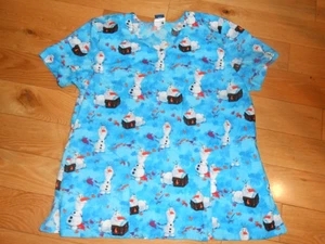 Disney Frozen 2 II XL Womens Olaf Scrub Medical Dental Nurse Top Christmas - Picture 1 of 1