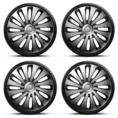 Wheel Trims 14" Black Silver Sepang Hub Caps x4 Fits Seat Ibiza - Image 1 of 4