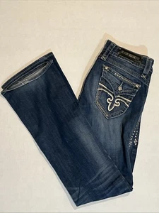 Rock Revival Jeans Donna 29 Denim Blu Stivaletto Gwen Gioiellato Ricamato (30x34) - Foto 1 di 8