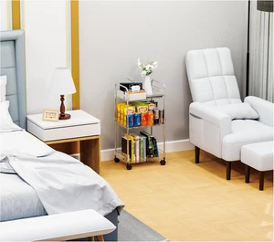 3 Tiered Rolling Utility Cart on Wheels Handle Modern Design Storage Bedside - Picture 1 of 9