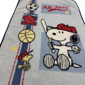 RARE Vintage HTF 1980s Peanuts Snoopy "All Star" Blanket - Sherpa Plush - Picture 1 of 8