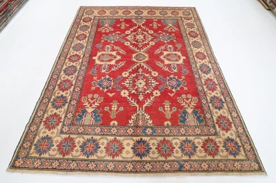 6 x 8 ft Oriental Kazak Red Area Rug Afghan Hand Knotted 100% wool Tribal Rug - image 1 of 4
