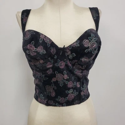 Corsé top sin marca de terciopelo bordado hadas grunge talla L caprichoso para mujer Foto 1 de 4