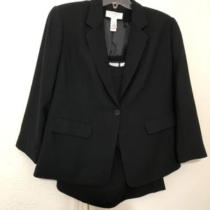 Elisabeth by Liz Claiborne Womens Suit Jacket Sz 14P Skirt 14 Black Y2K 90’s/00 - Picture 1 of 21
