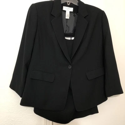 Elisabeth by Liz Claiborne Womens Suit Jacket Sz 14P Skirt 14 Black Y2K 90’s/00 - Image 1 of 4