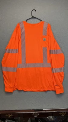 Carhartt Shirt Mens 2XL Tall Orange Hi Vis Reflective Long Sleeve Force Pocket - Image 1 of 4