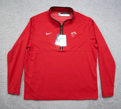 Miami Heat Nike Pullover Mens XL Red Quarter Zip Sweater Warmup Dri Fit Logo $70 - Image 1 of 4
