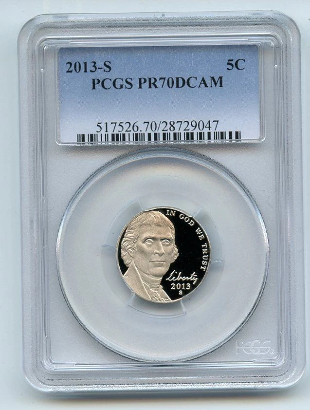 2013 S 5C Jefferson Nickel PCGS PR70DCAM - Image 1 of 1