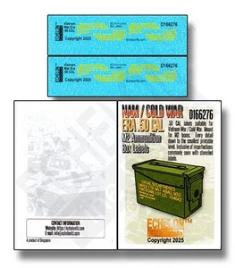 Echelon Fine Details 1/16 NAM / Cold War ERA .50 CAL M2 Ammo Box Labels Decal - Foto 1 di 1