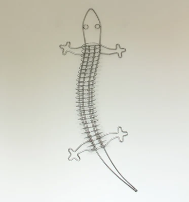 Vintage CD tower rack wall hanging shelf silver metal lizard crocodile holds 24 - Image 1 of 4