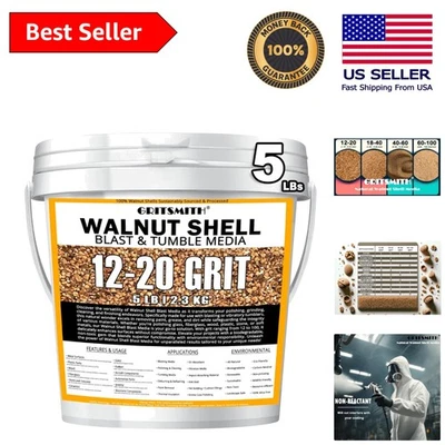 Cascas de nogueira de grão 12-20 não tóxicas - 5 libras para artesanato e limpeza sustentáveis - Imagem 1 de 4