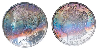 1879-S NGC MS65 CAC MORGAN $ COLORFUL VIBRANT RAINBOW TONING (VIDEO} ** - Image 1 of 4