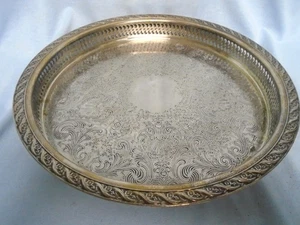 Mondiali vintage Rogers & Son "Fiore di Primavera" Vassoio Placcato Argento - 12'" Rotondo - Bordo Traforato - Foto 1 di 7