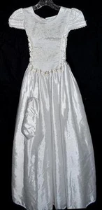 Vestido Creaciones Fany Niñas Southern Belle Blanco con Perlas Lentejuelas Encaje Talla S - Imagen 1 de 11