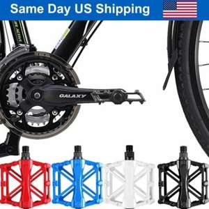 Mountain Bike Pedals Bicycle Pedal Flat Aluminum Sealed Bearing 9/16" BMX X Road - Picture 1 of 35