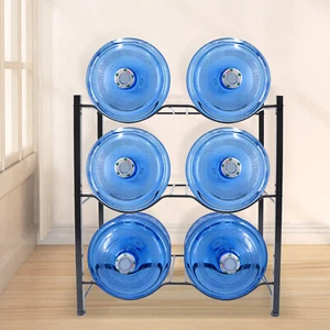 5 Gallon Water Jug Holder 6 Water Bottle Storage Rack 3-Tier Organizer Black - Picture 1 of 12