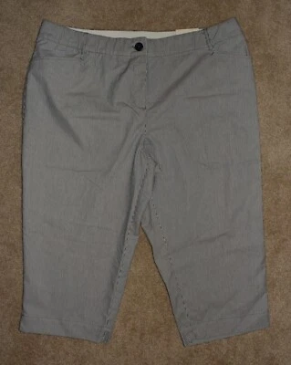 New Womens Studio Works Pants 20W Blue White Striped Classic Fit Capri - Image 1 of 3