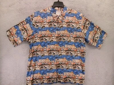 Reyn Spooner Guy Buffet Hawaiian Shirt Men 2XL Boats Harbor Port Europe Sailboat - Image 1 of 4