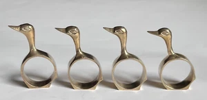 Lote de 4 servilletas vintage de latón macizo para pato fondo plano MCM decoración del hogar - Imagen 1 de 5