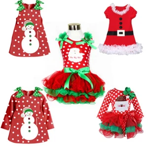 Neu Santa Baby Mädchen Kleid Kleinkind Oberteil Tutu Rock Weihnachten Party Kinder Kleidung - Bild 1 von 13