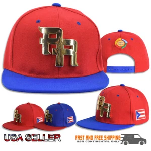 Puerto Rico PR Snapback hat Flag 3D PR Metal Flat Bill Baseball Cap - Picture 1 of 10