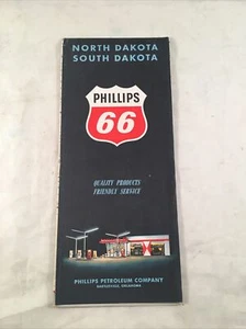Phillips 66 Oil Gas  Road Highway Map South Dakota North Dakota - Picture 1 of 3