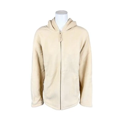 Chaqueta polar Denim & Co. con cremallera frontal con capucha y forro Sherpa leche talla X-grande Foto 1 de 2