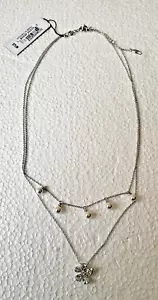 Collares Cadenas Colgante Flor Circonita cúbica Nadri Cristal Plata 2 Capas - Imagen 1 de 8