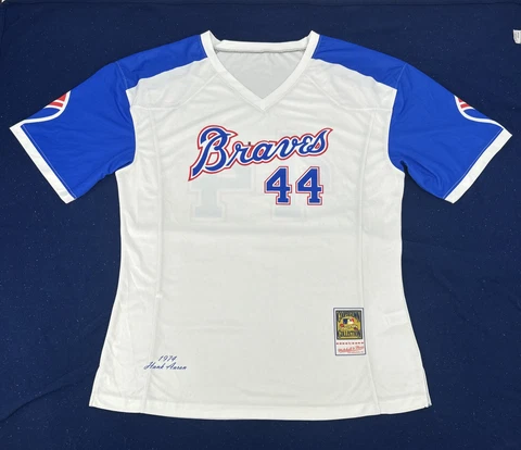 Atlanta Braves Mitchell & Ness Cooperstown 1974 Hank Aaron Shirt Mens XL Replica Cover