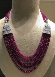 Cubic Zirconia Necklace 925 Sterling Silver Beaded Statement Layered Jewellery - Picture 1 of 6