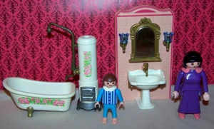 Playmobil 5324 Viktorianisches Badezimmer Konvolut Waschbecken/Spiegel, Dienstmädchen, Junge, Badewanne, Dusche - Bild 1 von 4