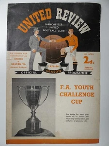 MANCHESTER UTD v BOLTON WAND | 1955/1956 | FA YOUTH CUP SEMI-FINAL | 18 APR 1956 - Picture 1 of 3